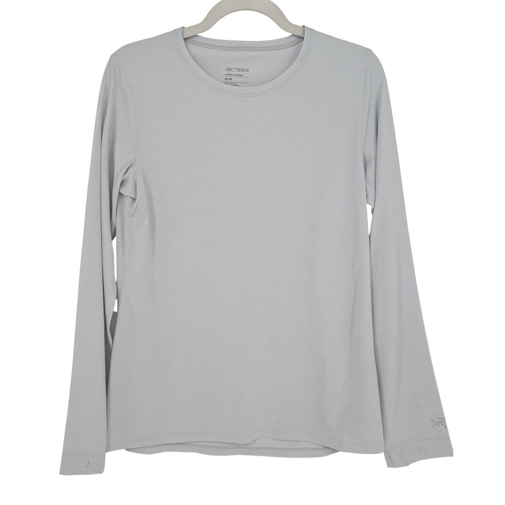 Arcteryx Taema Crew LS Women M Atmos Heather Grey Performance Shirt Long Sleeve